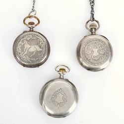 Drei silberne Herrentaschenuhren jeweils 800er Silbergehäuse in ...