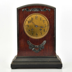  b Art deco-Kaminuhr Fa. LENZKIRCH, Holzgehäuse, gebeizt und ...