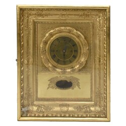  b Wiener Rahmenuhr üppig ornamentiertes Stuckrahmengehäuse hinter ...