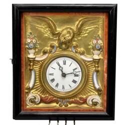 Schwarzwälder Rahmenuhr ebonisierter, verglaster Holzrahmen, ...