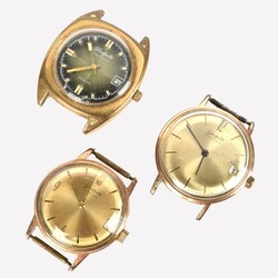 Drei Herrenarmbanduhren GLASHÜTTE jeweils vergoldete Gehäuse, ...
