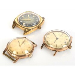 Drei Herrenarmbanduhren GLASHÜTTE jeweils vergoldete Gehäuse, ...