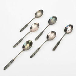  b Sechs Mokkalöffel Silber 835, gemarkt GS, jagdliche Ausführung, ...