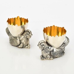 Paar figürliche Eierbecher Silber 925, innenvergoldet, Gebrüder ...