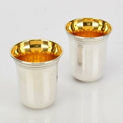 Paar kleine Weinbecher Silber 925, innenvergoldet, Gebrüder Deyhle, ...