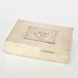 Jagdliche Schatulle Silber 925, Emil Brenk, Pforzheim, rechteckiger ...