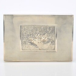 Jagdliche Schatulle Silber 925, Emil Brenk, Pforzheim, rechteckiger ...