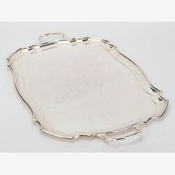 Prunktablett  versilbert, gemarkt LSC, rechteckig geschweifte Form, ...