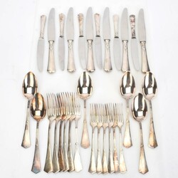 Jugendstil-Besteck für sechs Personen  versilbert, Alekto, Freiberg, ...