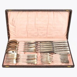 Jugendstil-Besteck für sechs Personen  versilbert, Alekto, Freiberg, ...