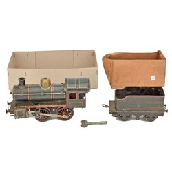 Dampflokomotive mit Schlepptender G. Carette Nbg., Spur 0, Uhrwerk, ...