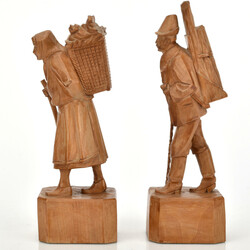 Paar Schnitzfiguren Holzsammler Holz vollplastisch geschnitzt, ...