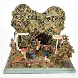 Kleiner Weihnachtsberg Holz und Masse, farbig gestaltet, modellierte ...