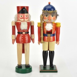 Paar Nussknacker Holz, Masse, farbig bemalt, König und General (eine ...