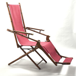 Jugendstil-Liegestuhl Buche braun gebeizt, faltbares Gestell aus ...