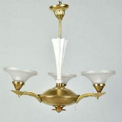 Art déco-Deckenleuchte dreiflammig elektrifiziert, an profilierter ...