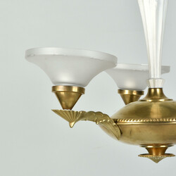 Art déco-Deckenleuchte dreiflammig elektrifiziert, an profilierter ...