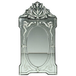 Großer Wandspiegel Murano Spiegelglas auf Holz, hochrechteckige ...