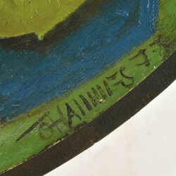 Wolf, Johannes (1939 Bonn - 2002 Siegburg) Öl auf runder Holzscheibe ...