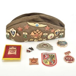 Sammlung russischer Abzeichen insg. 37 Stück, zumeist auf Mütze der ...