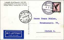 982562: Zeppelin, Zeppelinpost LZ 127, Schweizfahrten