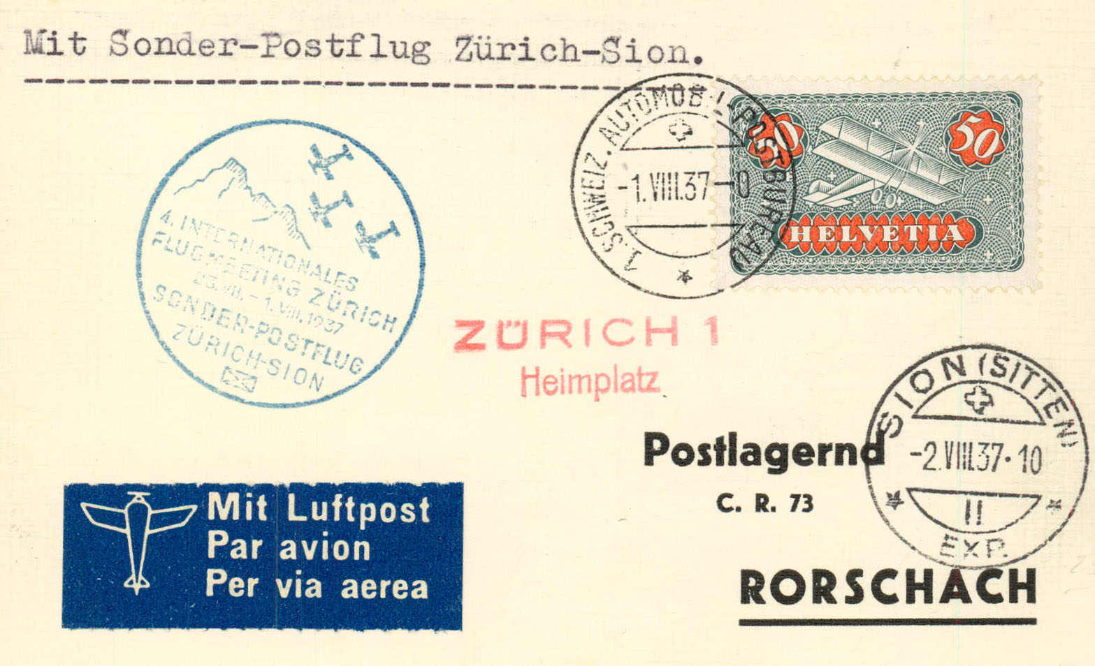 Lot 1007 - SONDER- U. VERSUCHSFLÜGE, FLUGVERANSTALTUNGEN (SF) - MH Marken GmbH Auktion 118 Lot 1007 - SONDER- U. VERSUCHSFLÜGE, FLUGVERANSTALTUNGEN (SF) - MH Marken GmbH Auktion 118