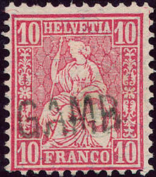 5655146: Schweiz Sitzende Helvetia gezähnt