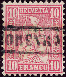 5655146: Schweiz Sitzende Helvetia gezähnt