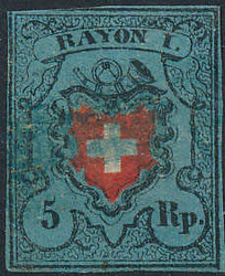 5655096: Rayon I, dunkelblau ohne Kreuzeinfassung - Stempel