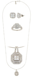 BRILLANT-SCHMUCKENSEMBLE - 14K Weissgold, bestehend aus Collier ...