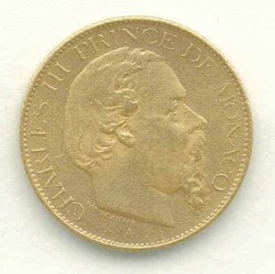 GOLDMÜNZE: Monaco, 20 Fr. 1878A, Charles III. (1856-1889), Paris, ...