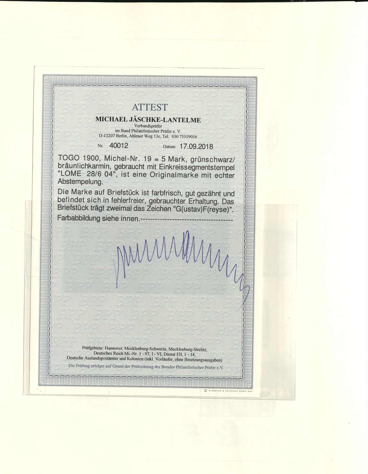 Image 38 for lot number 19W for Gert Müller 128th Auction