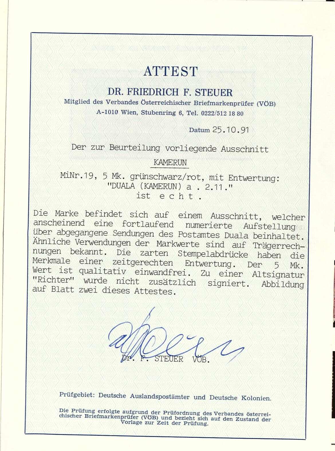 Image 19 for lot number 19W for Gert Müller 128th Auction