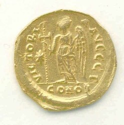 Byzanz, Anastasius 491-518, Solidus, stehender Engel mit Kreuzstab, ...