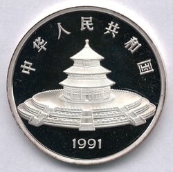 Volksrepublik China, 50 Yuan Panda 1991, 5 Unzen Silber, PP, in der ...
