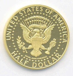 USA, 1/2 Dollar Kennedy 2014, Feingold, Gewicht 3/4 Unzen, PP, in der ...