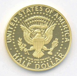 USA, 1/2 Dollar Kennedy 2014, Feingold, Gewicht 3/4 Unzen, PP, in der ...