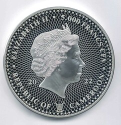 Kamerun, 5000 Fr. Königin Elisabeth II., Gedenkmünze 2022, PP, in ...
