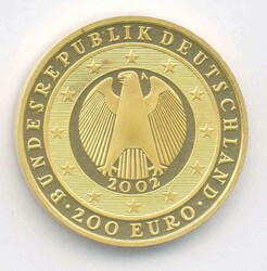 Bundesrepublik, 200 Euro 2002 A Währungsunion, Goldmünze, 1 Unze ...