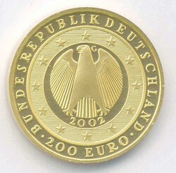 Bundesrepublik, 200 Euro 2002 G Währungsunion, Goldmünze, 1 Unze ...