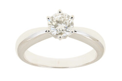 SOLITÄR-BRILLANTRING - 14K Weißgold, besetzt mit einem Brillanten ...