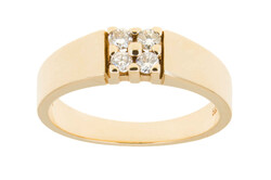 BRILLANTRING - 14K Gelbgold, besetzt mit vier Brillanten mit zusammen ...