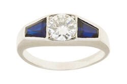 BRILLANTRING "Art Deco" - besetzt mit einem Altschliffdiamanten mit 0 ...