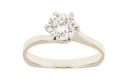 SOLITÄRRING - 14K Weißgold, besetzt mit einem schönen Brillanten ...