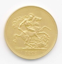 Grossbritannien, 5 Pfd. König Edward VII. 1902, matteProof-Prägung, ...