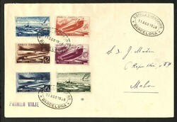 SPANIEN - U-Boot-Serie 1938 mit Aufdruck "MUESTRA", alle sechs Werte ...