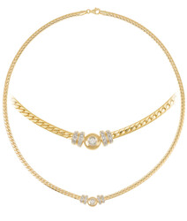 BRILLANT-COLLIER - 14K Gelbgold, Mittelstück besetzt mit ...