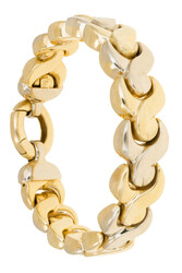 BICOLOR-ARMBAND - 14K Gelb-/Weißgold, Länge 19cm. Breite 13mm. ...