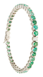 SMARAGD-BRILLANT-TENNISARMBAND - 18K Weißgold, besetzt mit sechs ...