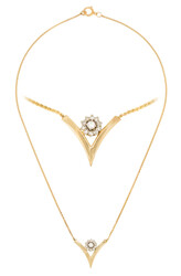 BRILLANT-COLLIER - 14K Gelbgold, das Mittelstück besetzt mit ...